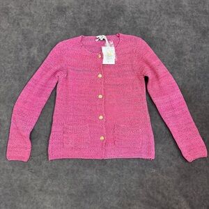 NWT Women Cocogio Made in Italy fuchsia pink Spring light sweater preppy Small